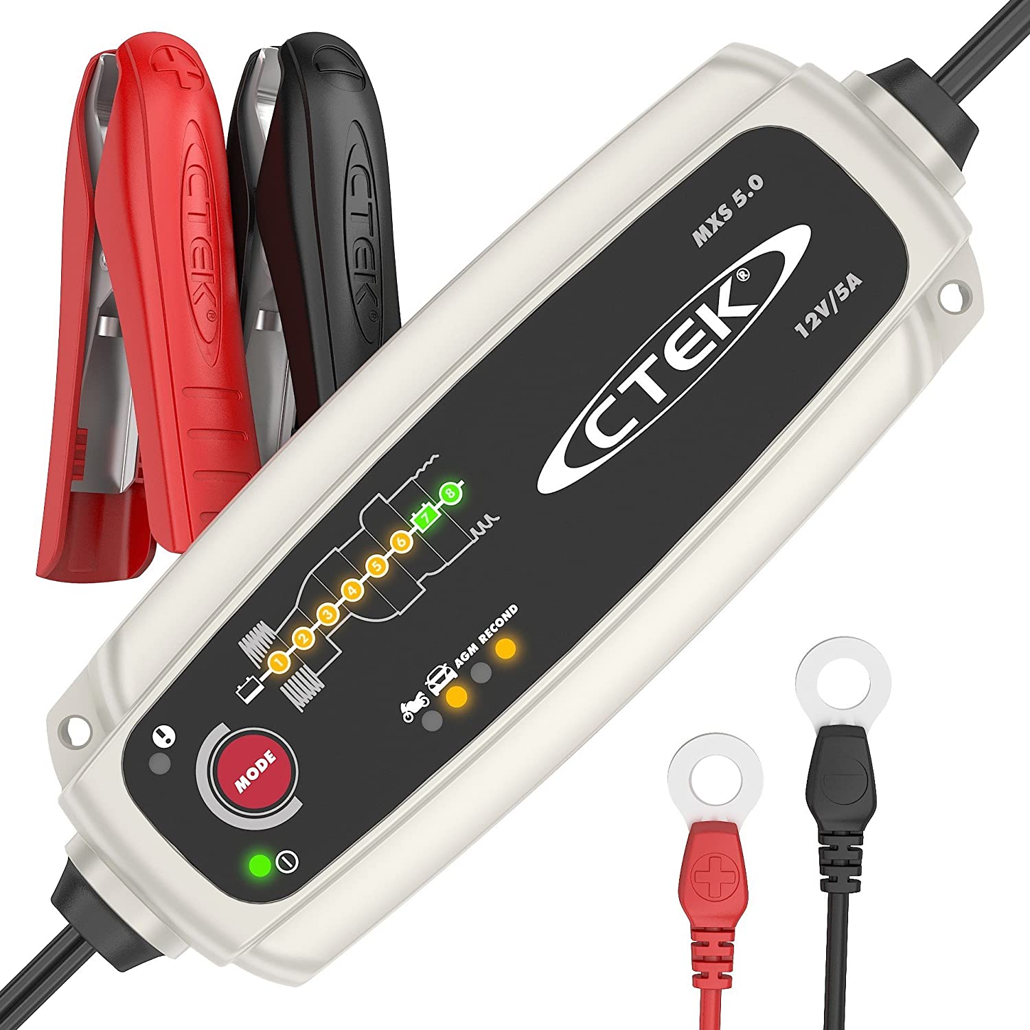 CTEK MXS 5.0 Fully Automatic Battery Charger (Charges, Maintains and Reconditions Car and Motorcycle Batteries) 12V